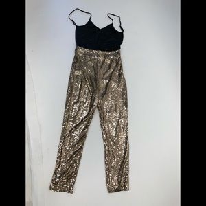 High Waisted Backless black/gold jumpsuit